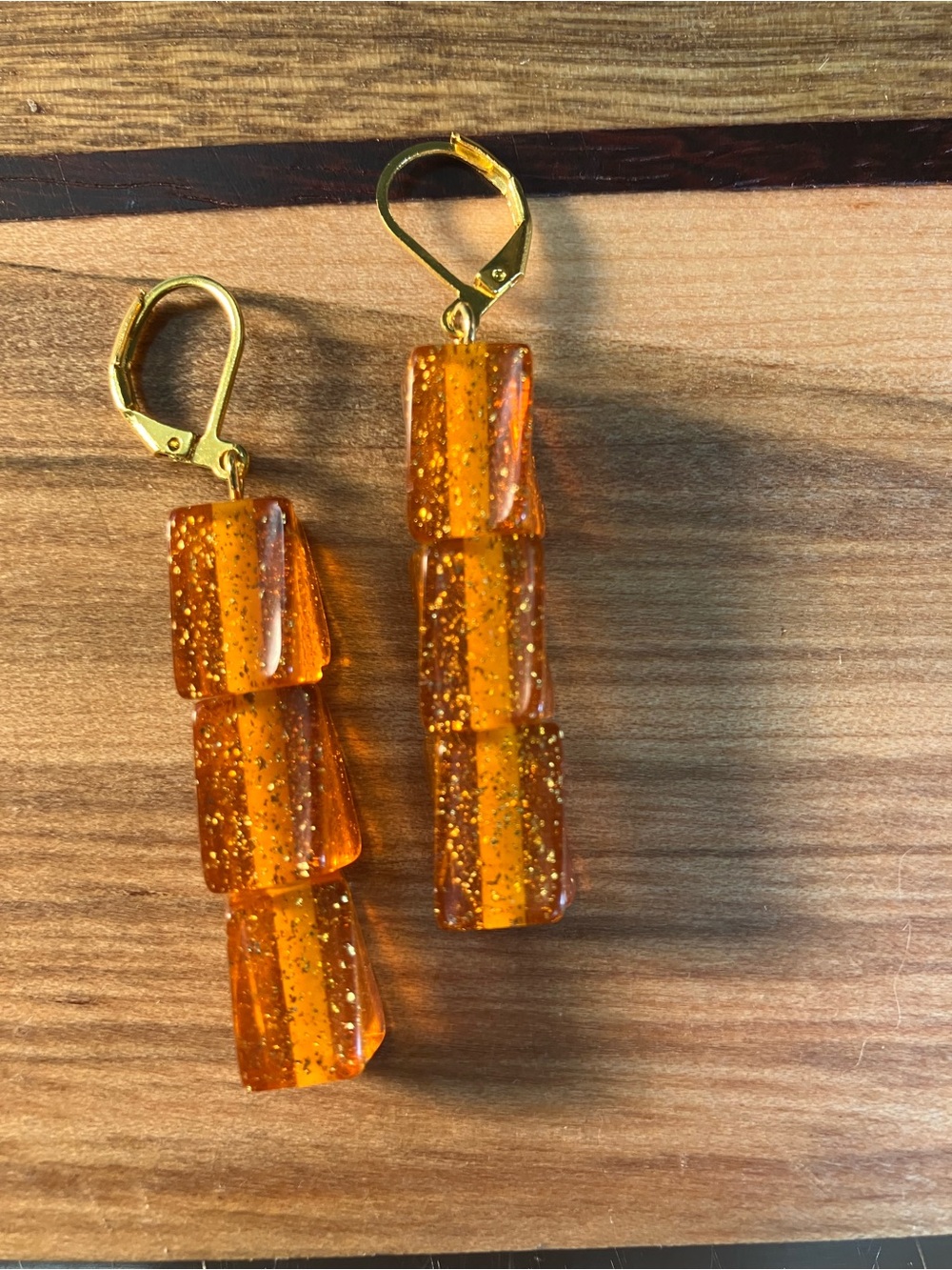 Amber Glitter Drop Earrings - Women Jewelry